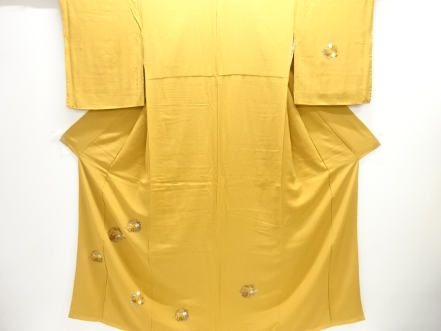 未使用品　花丸紋に横笛模様刺繍一つ紋訪問着